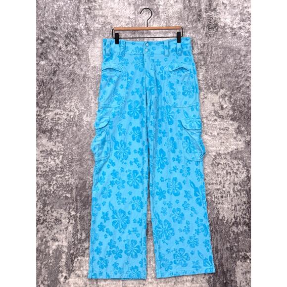 Frankies Bikinis Pants Medium Womens Chilli Terry Cargo Blue Cover Up Resort - Picture 1 of 7